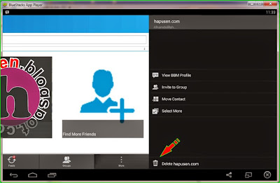 Cara menghapus kontak bbm bluestacks,delkon bbm,