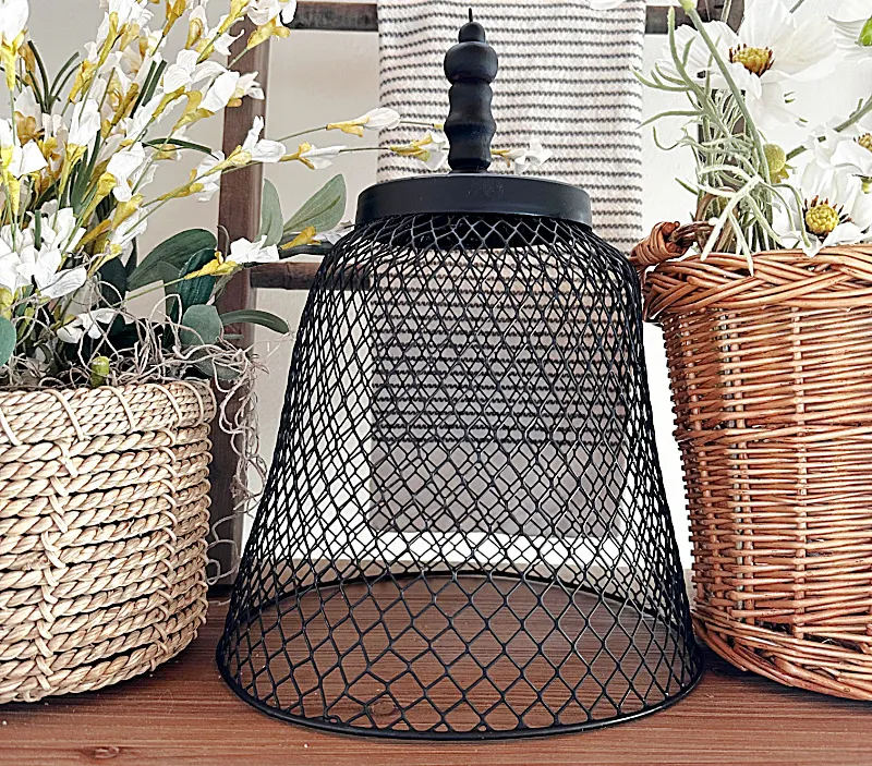 wire cloche and baskets