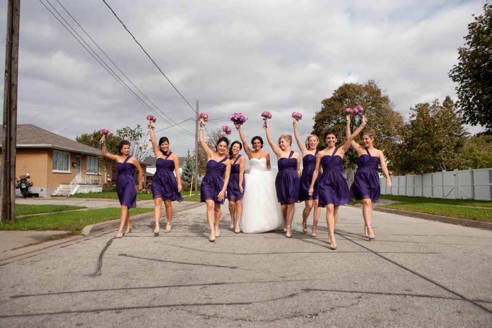 Michelle chose a pink and purple colour scheme for her wedding and reception