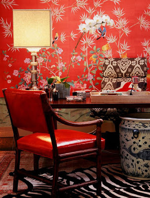 red wallpaper for living room. Retro wallpaper for modern living room. Today the demand extravagant florals