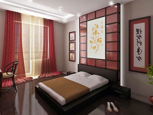 Japanese bedroom design, bedroom wall decoration ideas