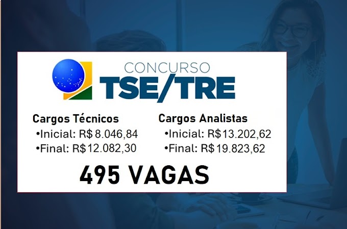 Concurso TSE: Tribunal tem mais 495 vagas anunciadas para Técnicos e Analistas. Saiba Mais