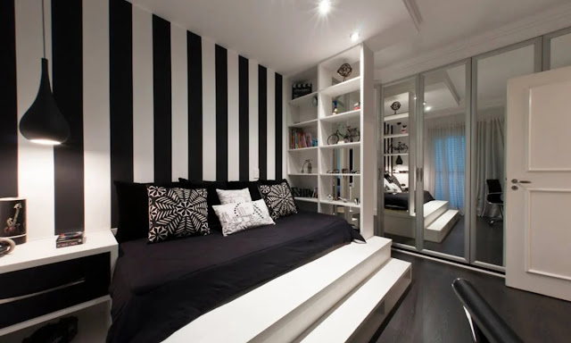 black and white stripe room paint