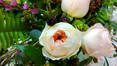 garden roses, blackberries