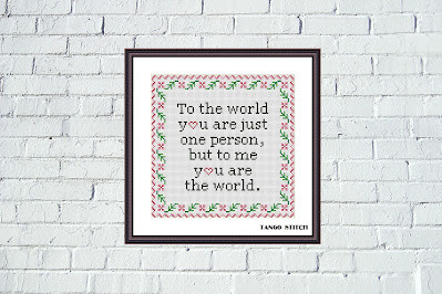 To the world romantic quote cross stitch pattern, Tango Stitch