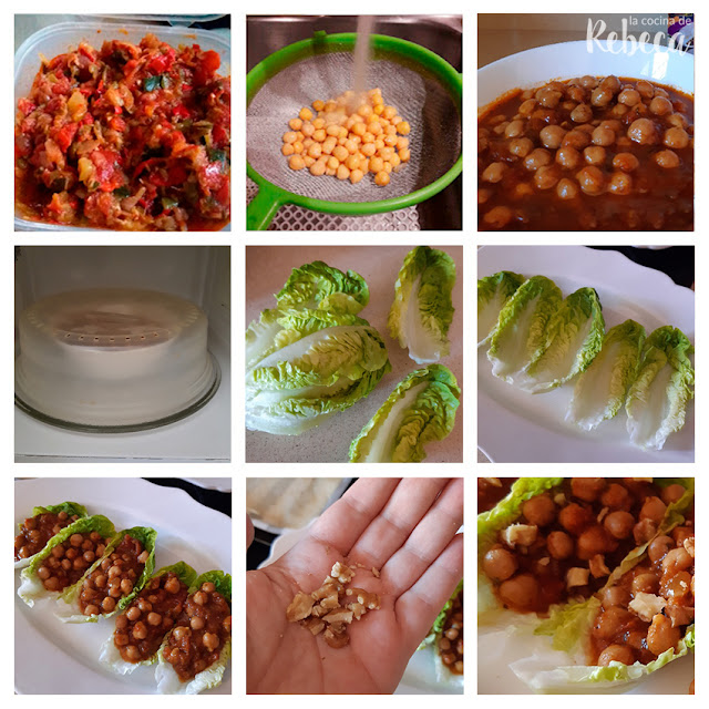 Receta de cogollos rellenos de pisto con garbanzos