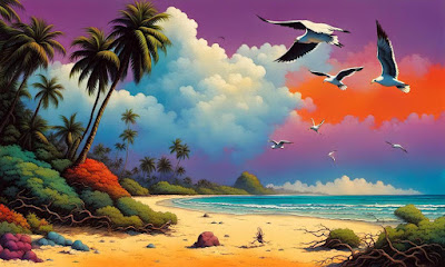strange colored tropic beach
