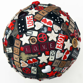 Found object mosaic bowling ball