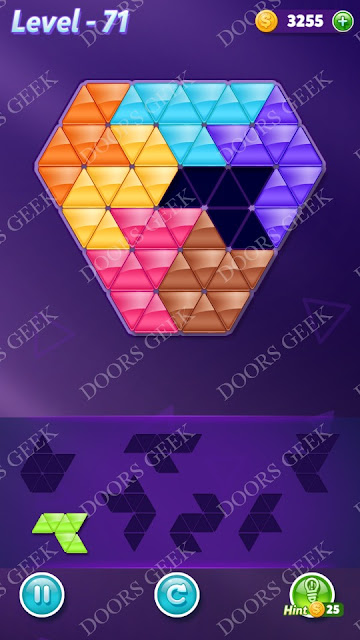 Block! Triangle Puzzle Advanced Level 71 Solution, Cheats, Walkthrough for Android, iPhone, iPad and iPod