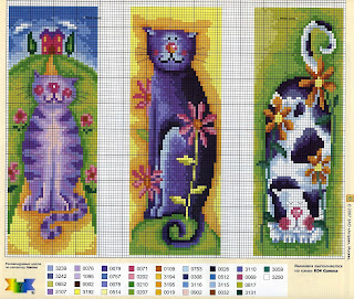 схема вышивки крестом цветных котов