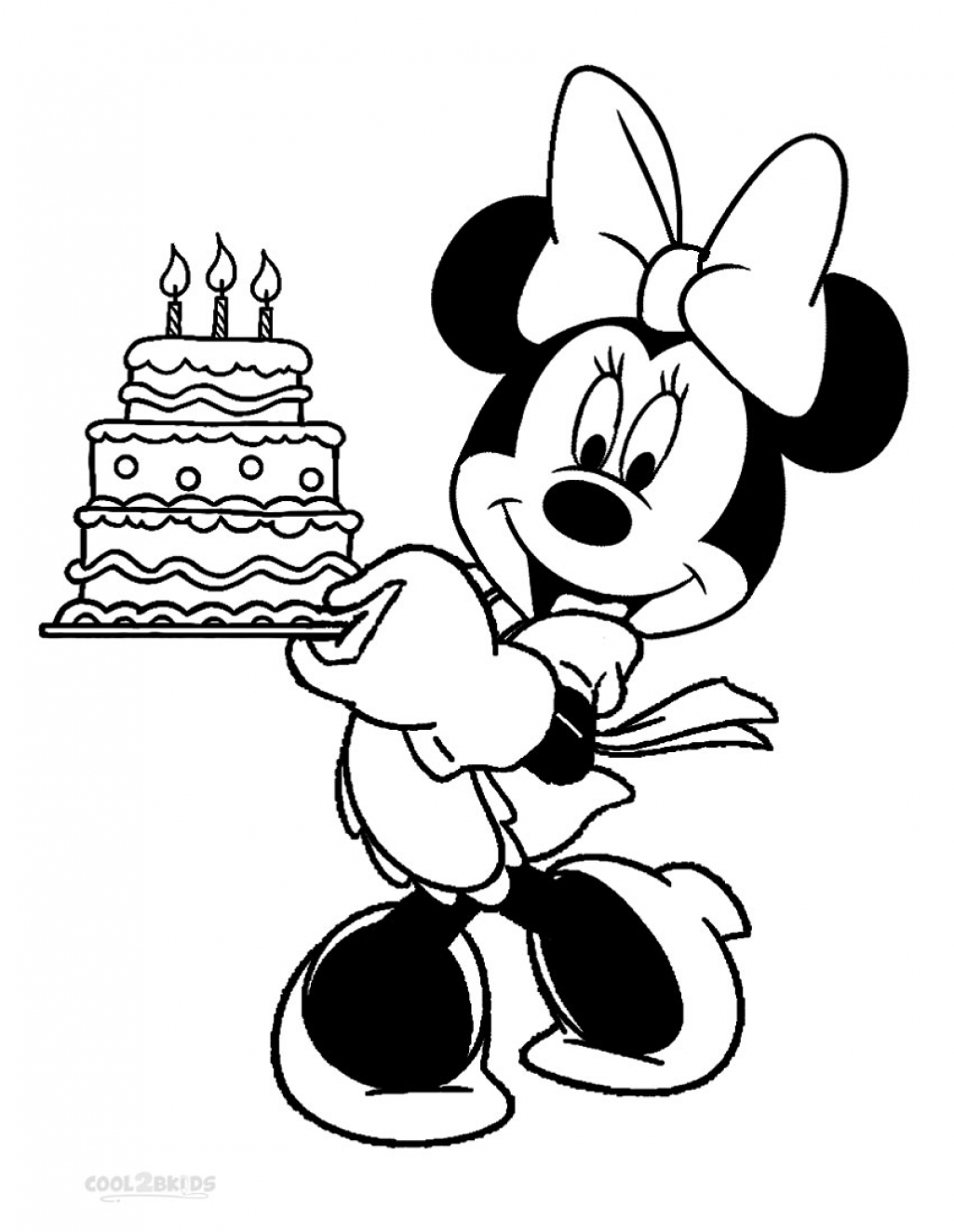 cake happy birthday minnie mouse coloring pages