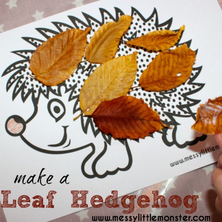 leaf hedgehog nature craft for kids