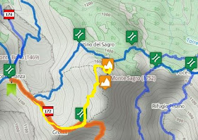 mappa sentiero per il Monte Sagro