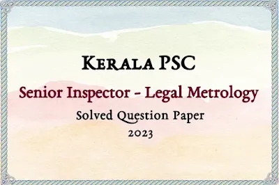 Inspector Legal Metrology Answer Key | 10/06/2023