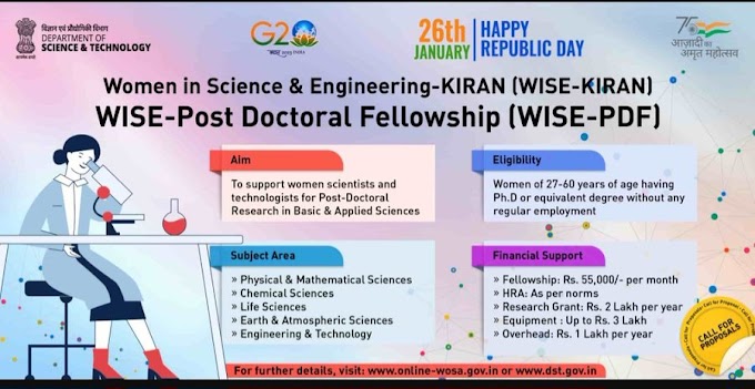 WISE Post-Doctoral Fellowship to Women Scientists for bench-level Research in Life Sciences