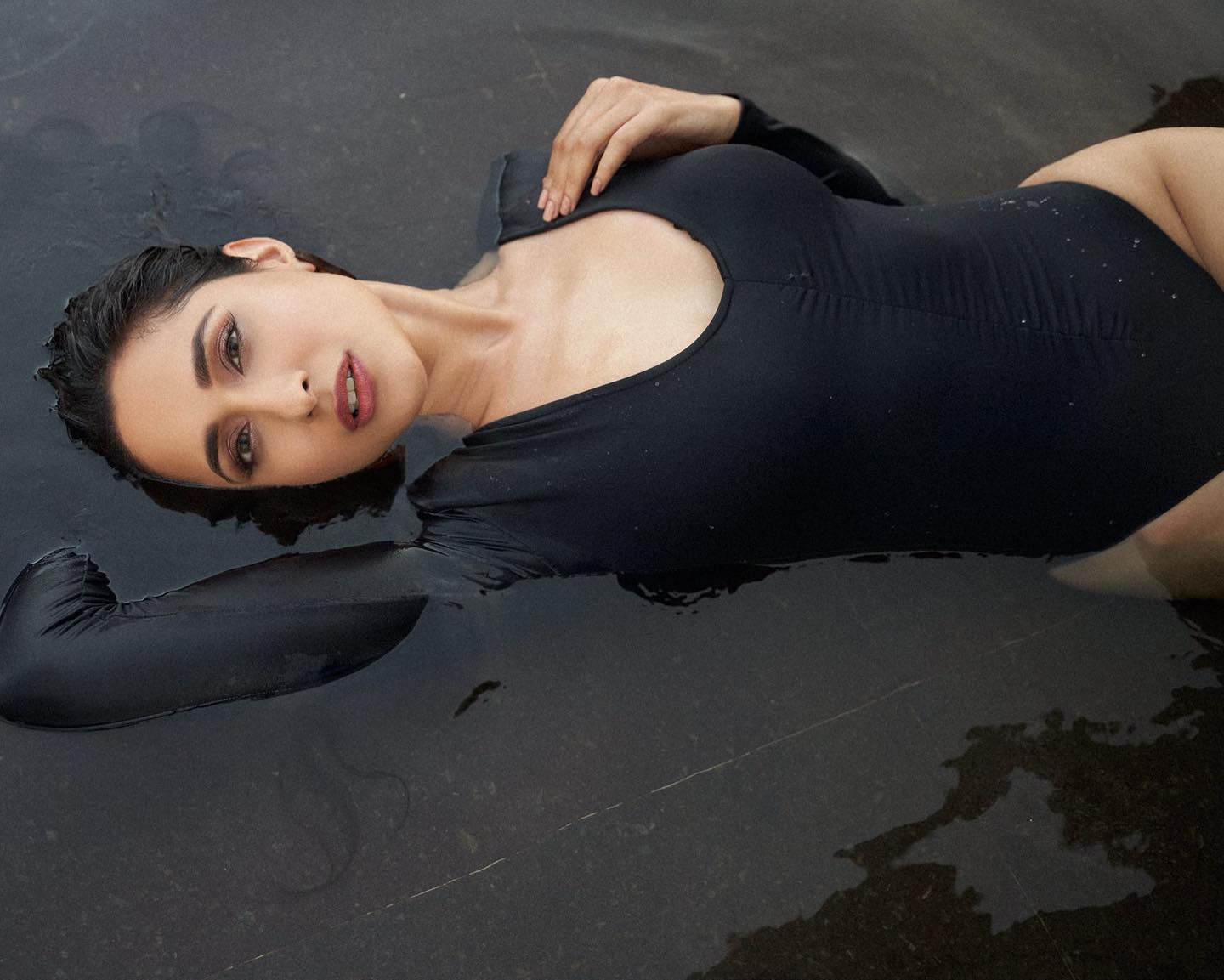 Pragya Jaiswal black swimsuit sexy body