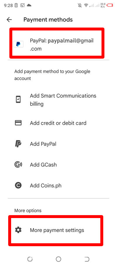 payment settings google play