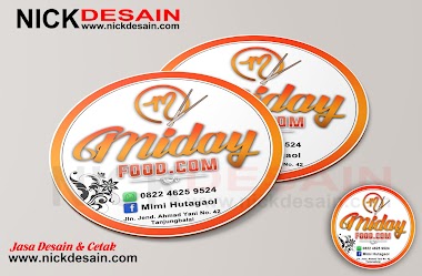 Contoh Desain Logo Stiker Label Makanan Putih list Orange - Percetakan Tanjungbalai