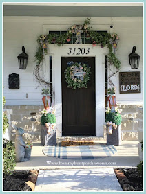 Spring Easter Front Porch-Grapevine garland-Topiaries-DIY-Wreath-From My Front Porch To Yours