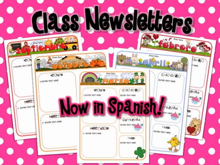 http://www.teacherspayteachers.com/Product/Spanish-Monthly-Newsletter-Templates-1117303