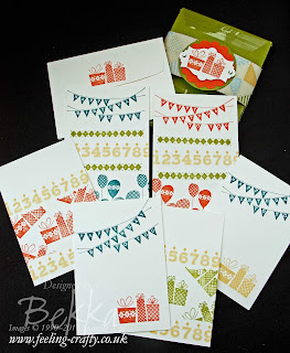 Patterned Party Note Card Set by Stampin' Up! Demonstrator Bekka Prideaux for a Card Class - check out her fun Card Making Classes