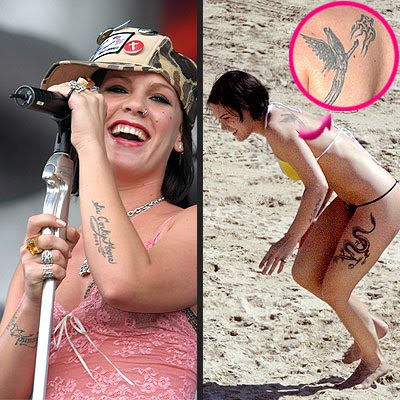 Heart Tattoo Pink V'la le new tattoo de la plus tendre des rockeuses !