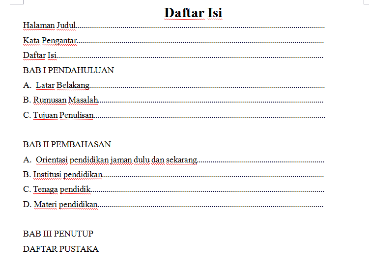 Fungsi Daftar Isi dan Contoh Daftar Isi Makalah - PINTU 