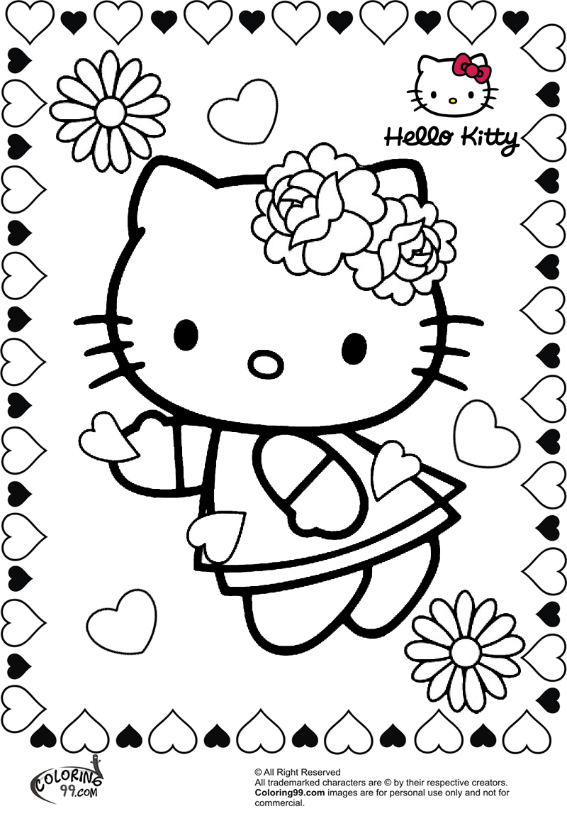  Hello  Kitty  Valentine Coloring  Pages Team colors