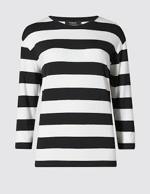 Marks and Spencer three quarter sleeve striped top