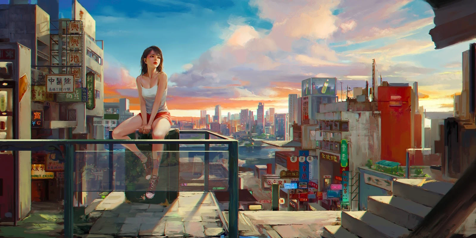 Toplist WALLPAPER OF a beautiful girl on the rooftop - now available as a stunning wallpaper in high-quality 4K resolution.