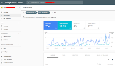 tampilan google webmaster tool