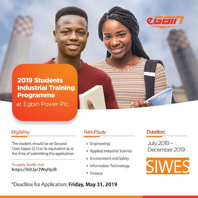 Students Industrial Training Programme (SIWES) Opportunity at Egbin Power PLC