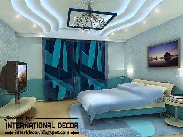LED ceiling lights, LED strip lighting, plasterboard fals ceiling for bedroom