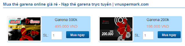 Mua thẻ garena online