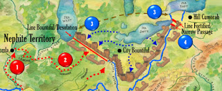 Map 75 (detail) from Moroni's America - Maps Edition (Nephites Fortify Bountiful)