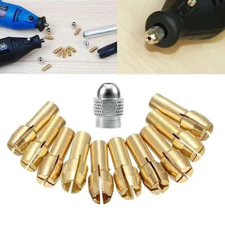 11pcs/set brass drill chucks collet bits 0.5-3.2mm 4.8mm shank screw nut rep mini electric grinder hown - store