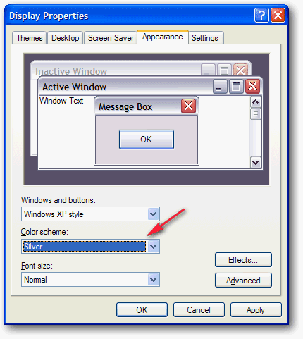 Color scheme windows xp