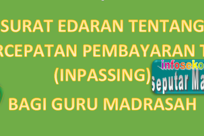 √ Surat Edaran Perihal Percepatan Pembayaran Pertolongan Profesi Guru
(Inpassing) Bagi Guru Madrasah