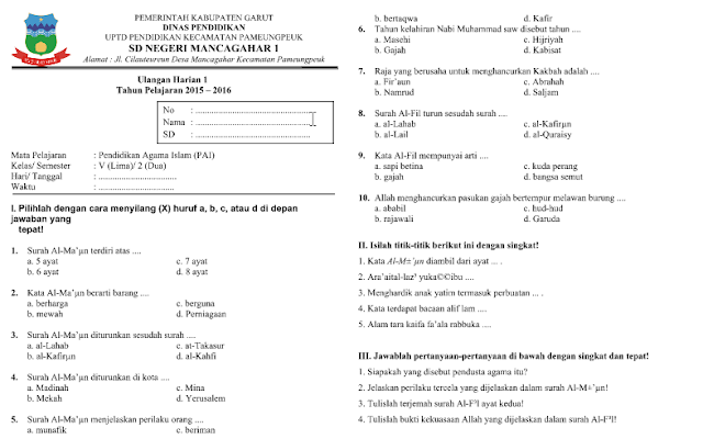  Soal Ulangan Harian SD semua Mata Pelajaran  Soal UTS UAS US Ulangan Harian SD Kelas 1 2 3 4 5 6 Semua Mata Pelajaran