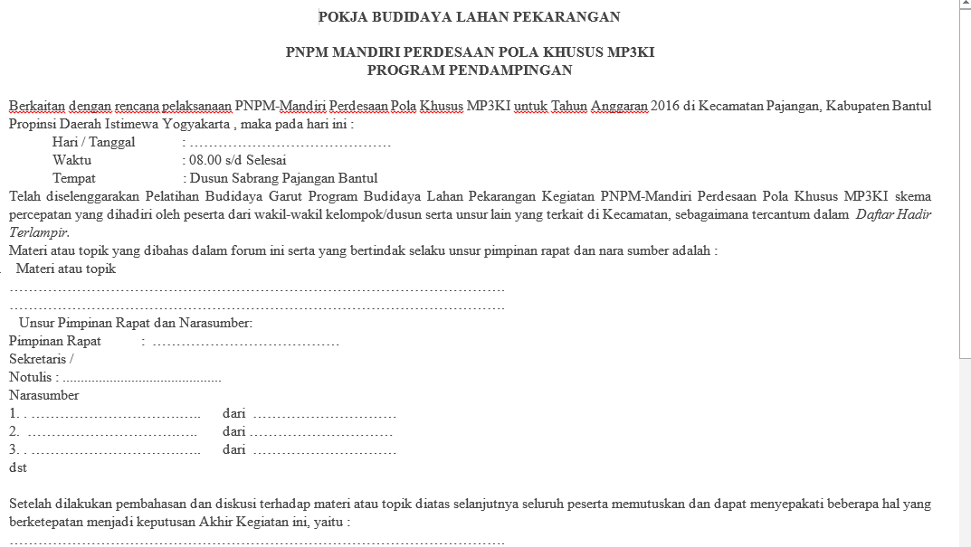 Contoh Berita Acara Kegiatan atau Rapat yang Baik dan Benar