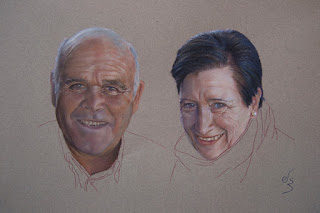 Retrato a pastel pareja.