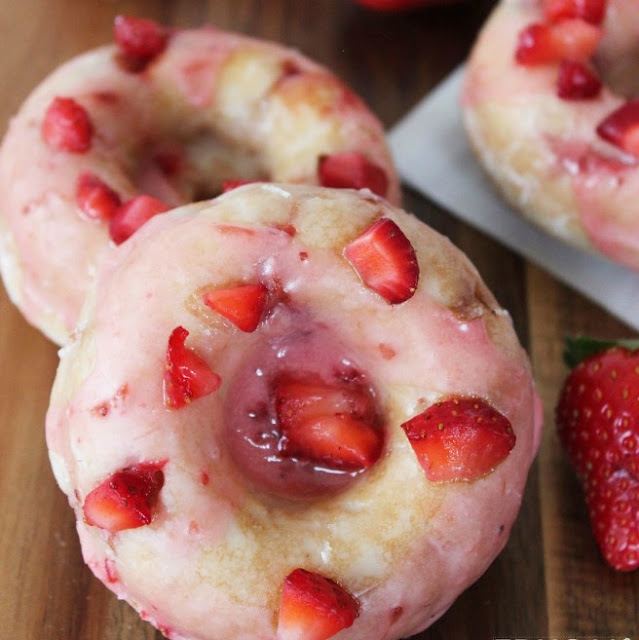 Strawberry Glazed Doughnuts #easyrecipe #desserts