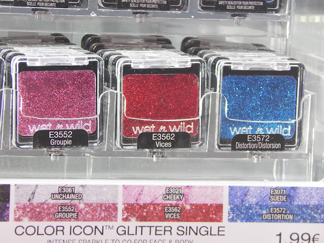 Pink red and blue glitter singles from the Wet n Wild Color Icon collection