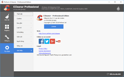 CCleaner Professional 5.39 – Phần mềm dọn dẹp, tăng tốc máy tính