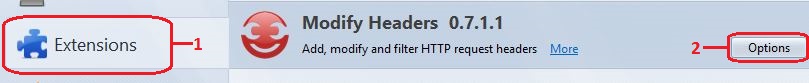 Opening Modify Headers Addon