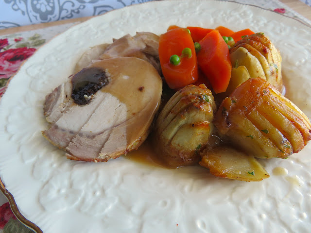 Stuffed Pork Roast with Browned Potatoes