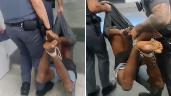 homem filmou pms amarrando pes maos suspeito intimidado policiais