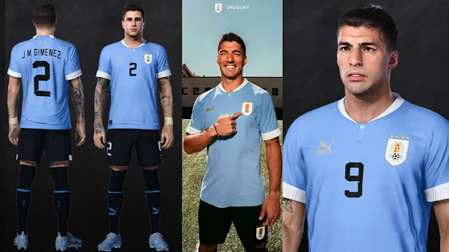 Uruguay World Cup 2022 Home Kit For eFootball PES 2021