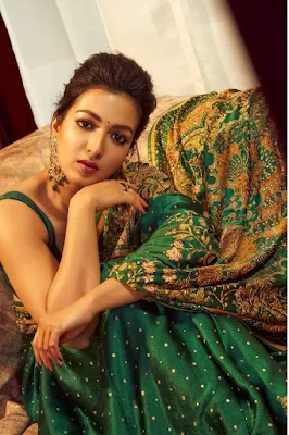 Actress Catherine Tresa Alexander in green saree Photoshoot