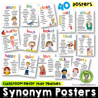 synonym posters for elementary teachers